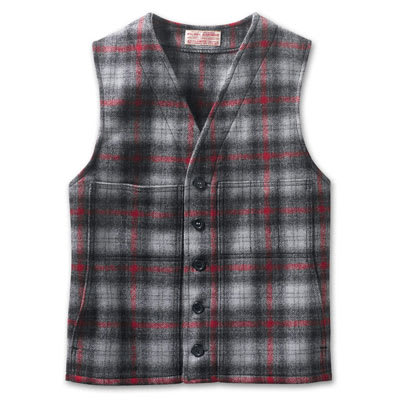 Filson 36 Gray/Multi Mackinaw Wool Vest FIL-10055-GM