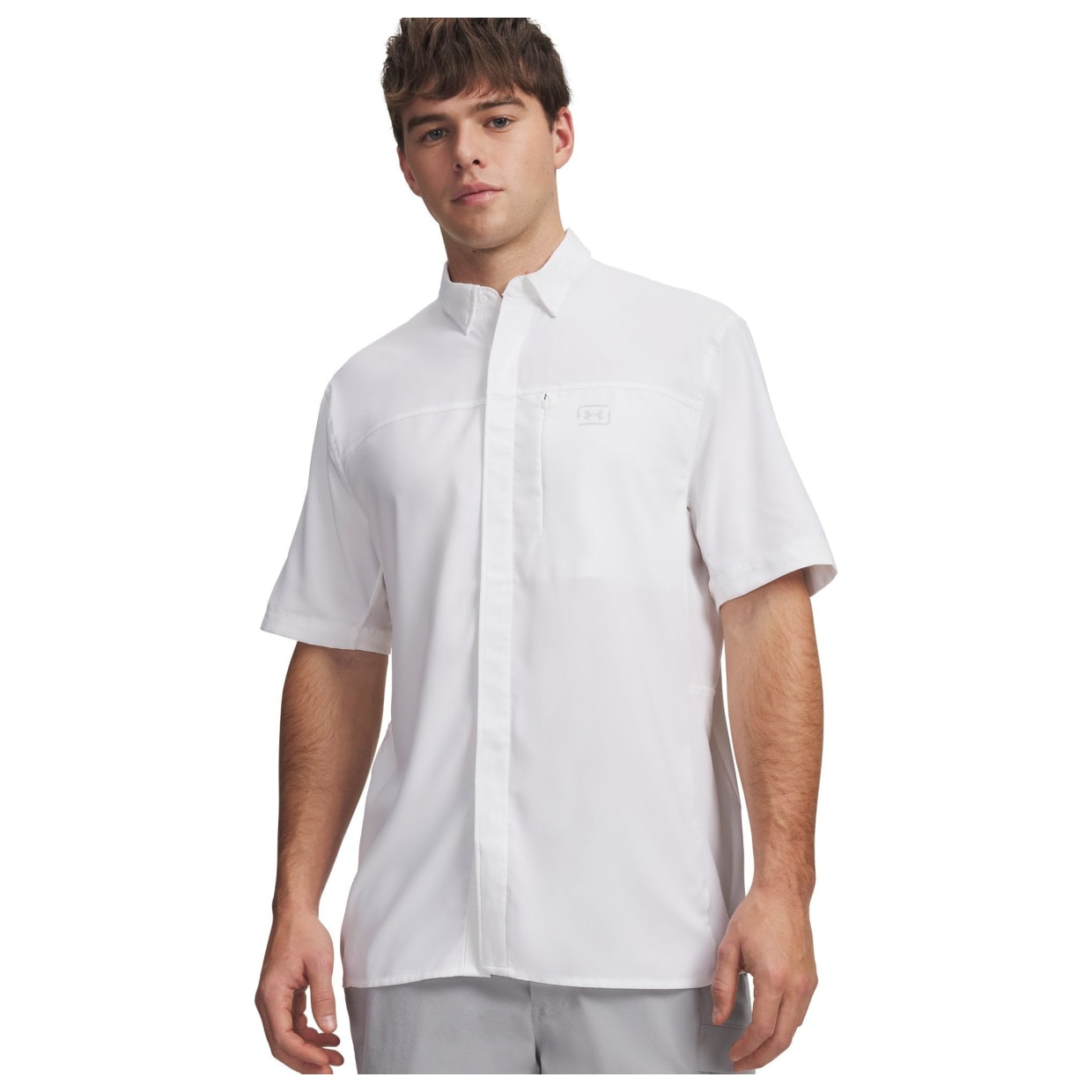 Under Armour Men's Fish Pro Hybrid Woven Shortsleeve White/Halo Gray Shirt 1383571-10000 - Main Image