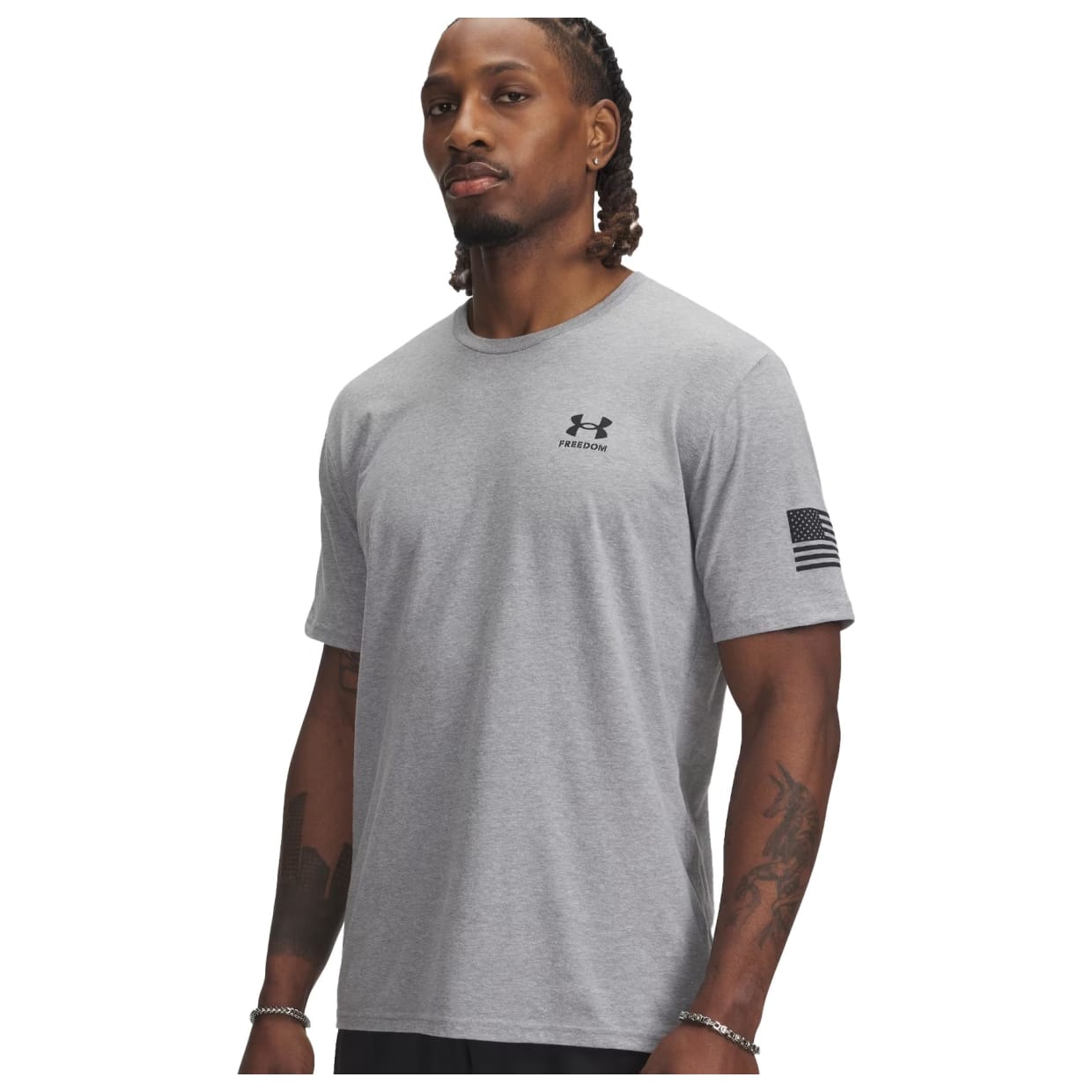 Under Armour Men's Freedom Flag Shortsleeve Steel Light Heather/Black Shirt 6004096-03501 - Main Image