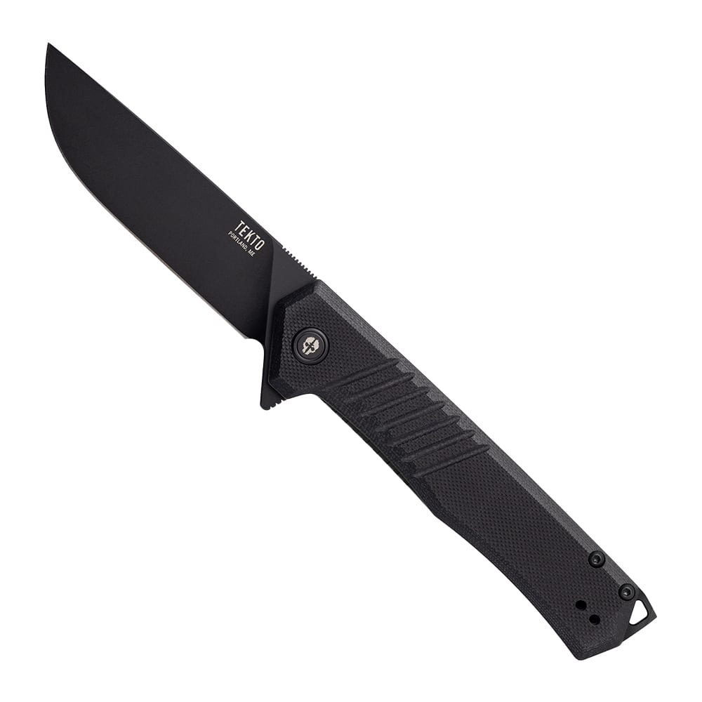 Tekto F1 Alpha Black D2 Blade Black G10 Handle Black Accents Fine Edge Folding Knife F1R-G1BK-D2BK1-A1 - Main Image