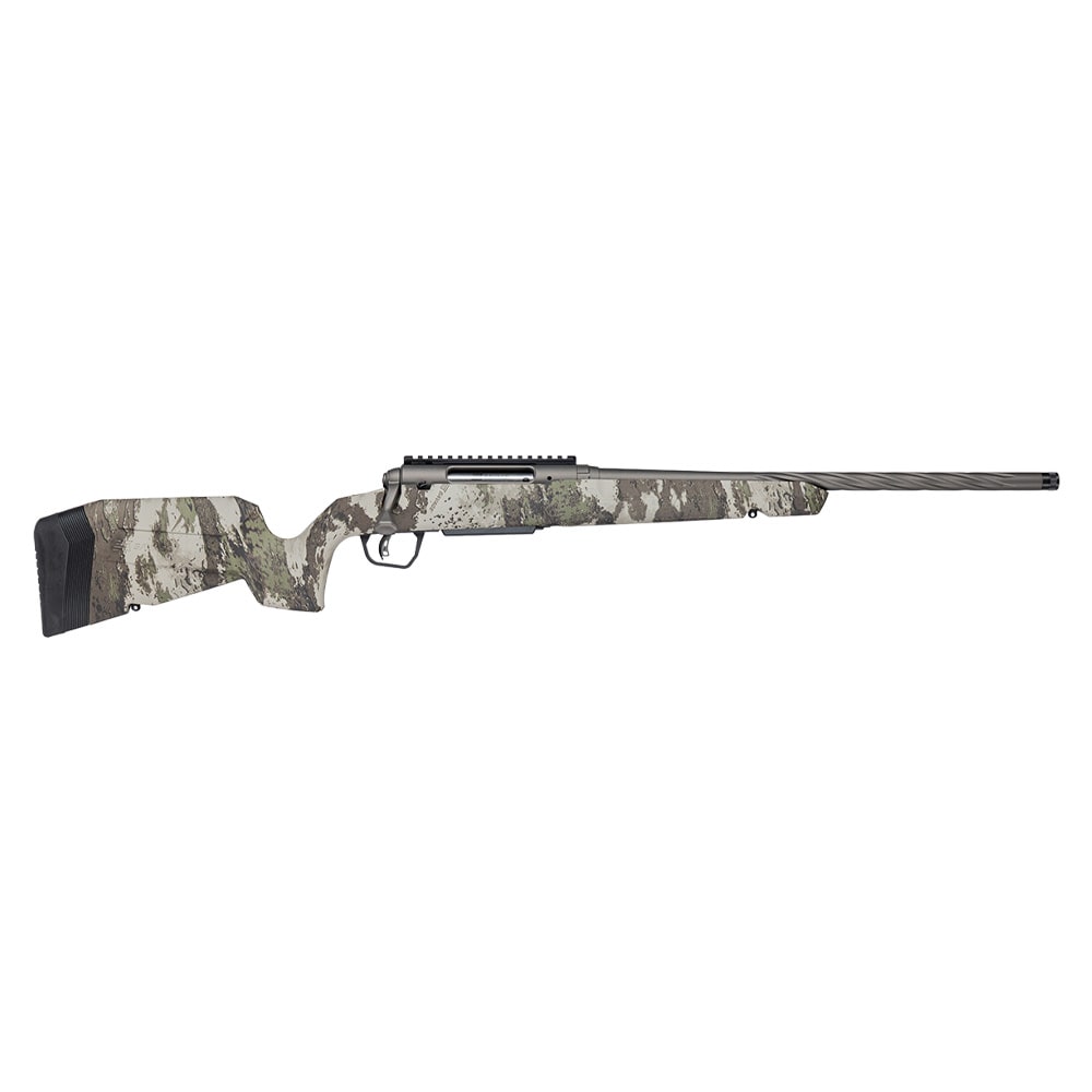 Savage Arms G4 Axis 2 Pro Woodland 6mm CM 1:7.5" 5/8x24 20" Heavy Sporter Spiral Fluted Bbl Carbon Steel/Synth Gun Metal BRZ Rifle 33212 - Main Image