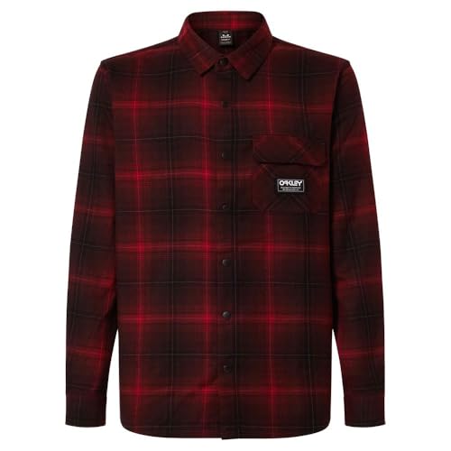 USED Oakley BUTTER FLANNEL SHIRT BLACK/GRENACHE CHECK S FOA406104-43ZS - Like New - No Sale Tags USED10401 - Main Image