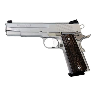 Stainless Finish, Low Profile Night Sights, Blackwood Grips 1911-45-SSS