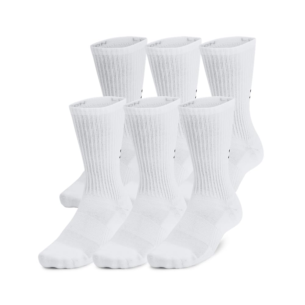 Under Armour Adult Unisex TC White/Black Crew Socks 1386315-10000 - Main Image