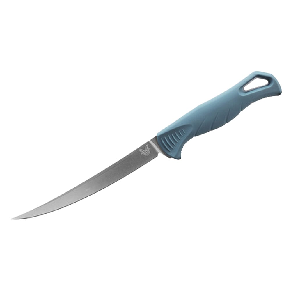 Benchmade 5" Fishcrafter Fixed Blade Trailing-Point Depth Blue Santoprene Knife 18030