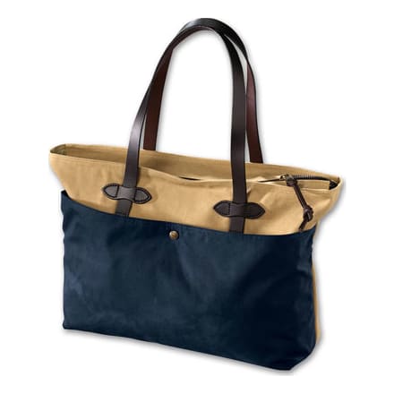 Filson LG Tan/Navy Zip Tote FIL-70086-NT