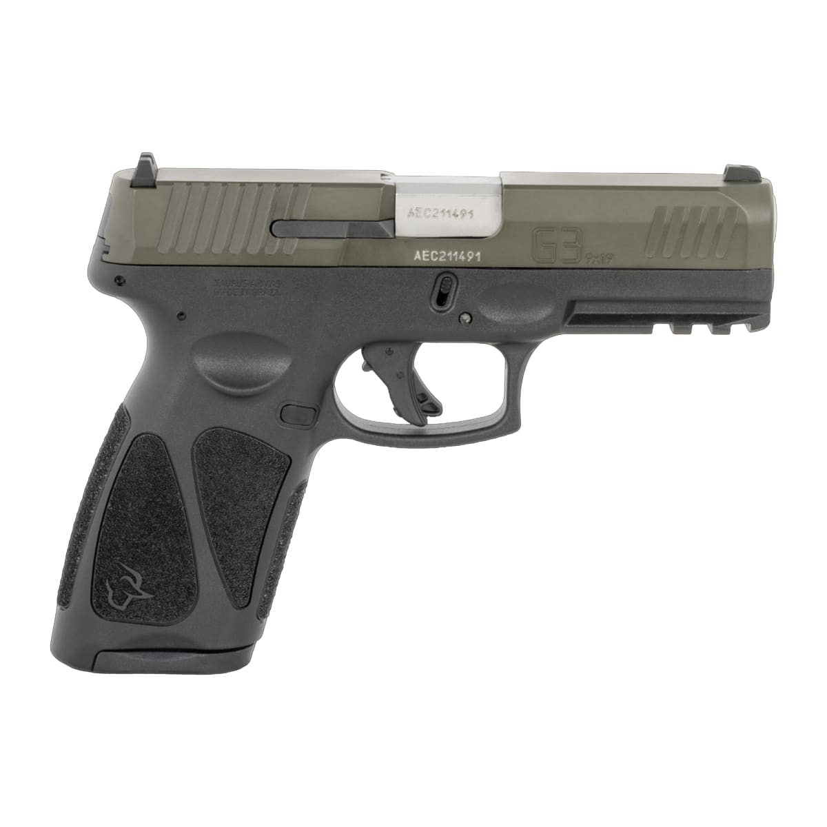 Taurus G3 9mm 4.0" Bbl BK/MS Green Pistol w(1) 15rd & (1) 17rd Mag 1-G3B94B