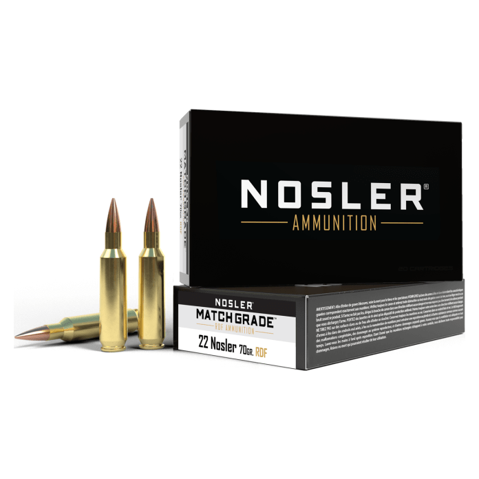 Nosler Match Grade MGA - 22 Nosler 70g RDF HPBT (20ct) Ammunition 60124