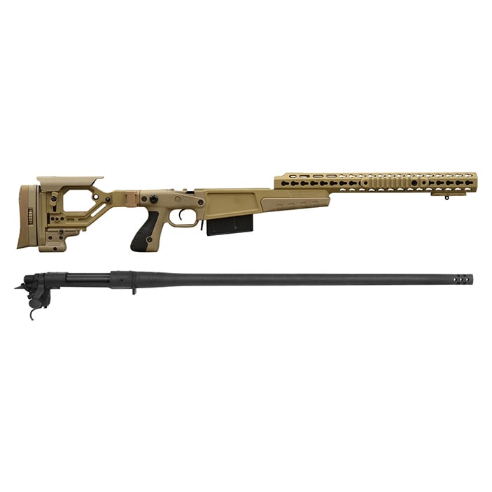 Remington 700P MLR 338 Lapua Mag with Accuracy International AX CIP Chassis - 16" forend tube Pale Brown