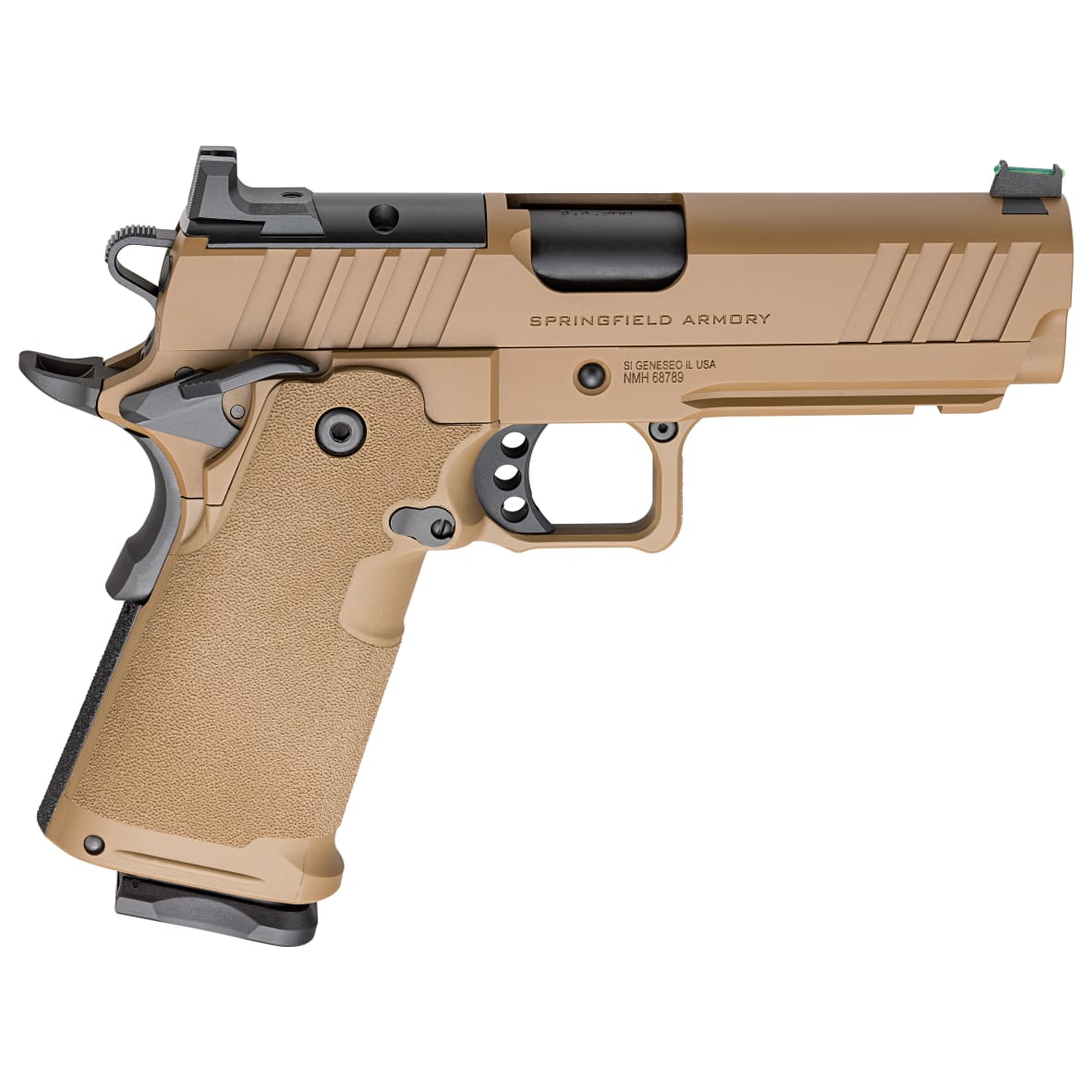 Springfield Armory 1911 DS Prodigy 9mm 4.25" Bbl Coyote Brown Handgun w/ AOS Plate, U-Notch Fiber Optic Sights, 1x17rd & 1x20rd Mags PH9117AOSCB - Main Image