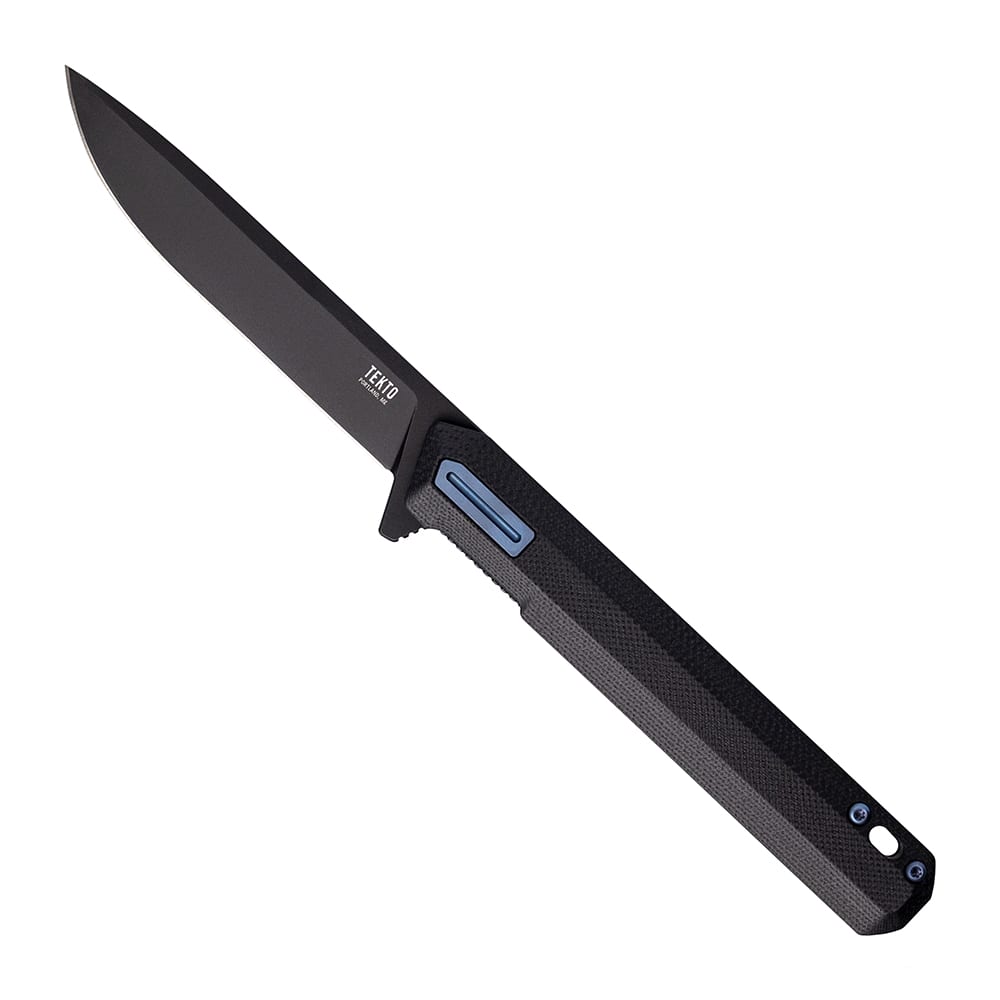 Tekto F2 Bravo Black D2 Blade Black G10 Handle Blue Titanium Accents Fine Edge Folding Knife F2R-G1BK-D2BK1-A2 - Main Image