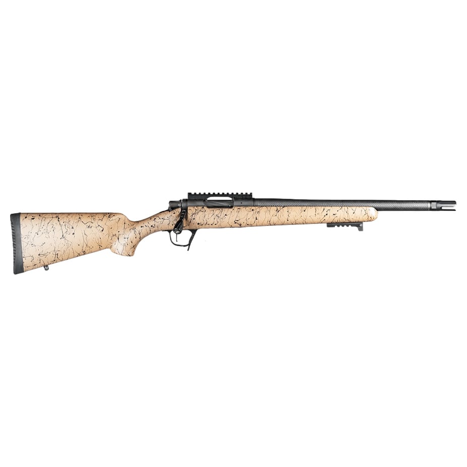 Christensen Arms Ridgeline Scout 450 Bushmaster 16" Black Nitride Action Tan with Black webbing Stock 801-06568-00