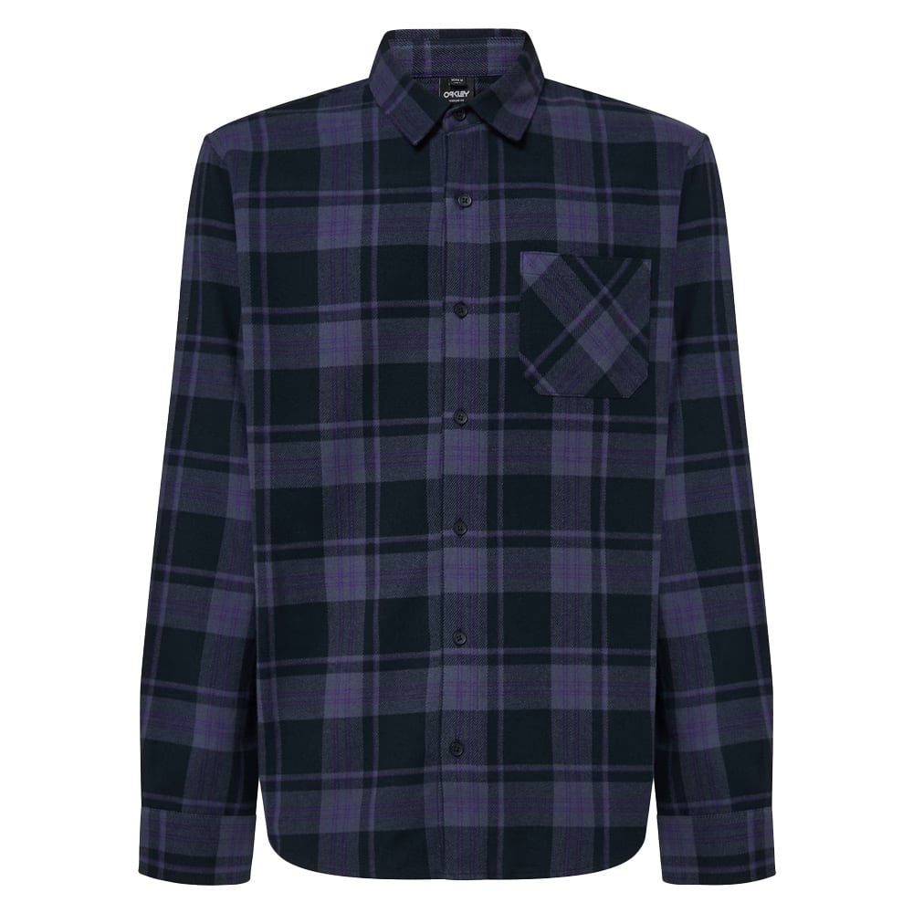 Oakley Men's Black/Graphite/Amethyst Lifestyle Podium Plaid Ls Flannel FOA402573-9QX - Main Image