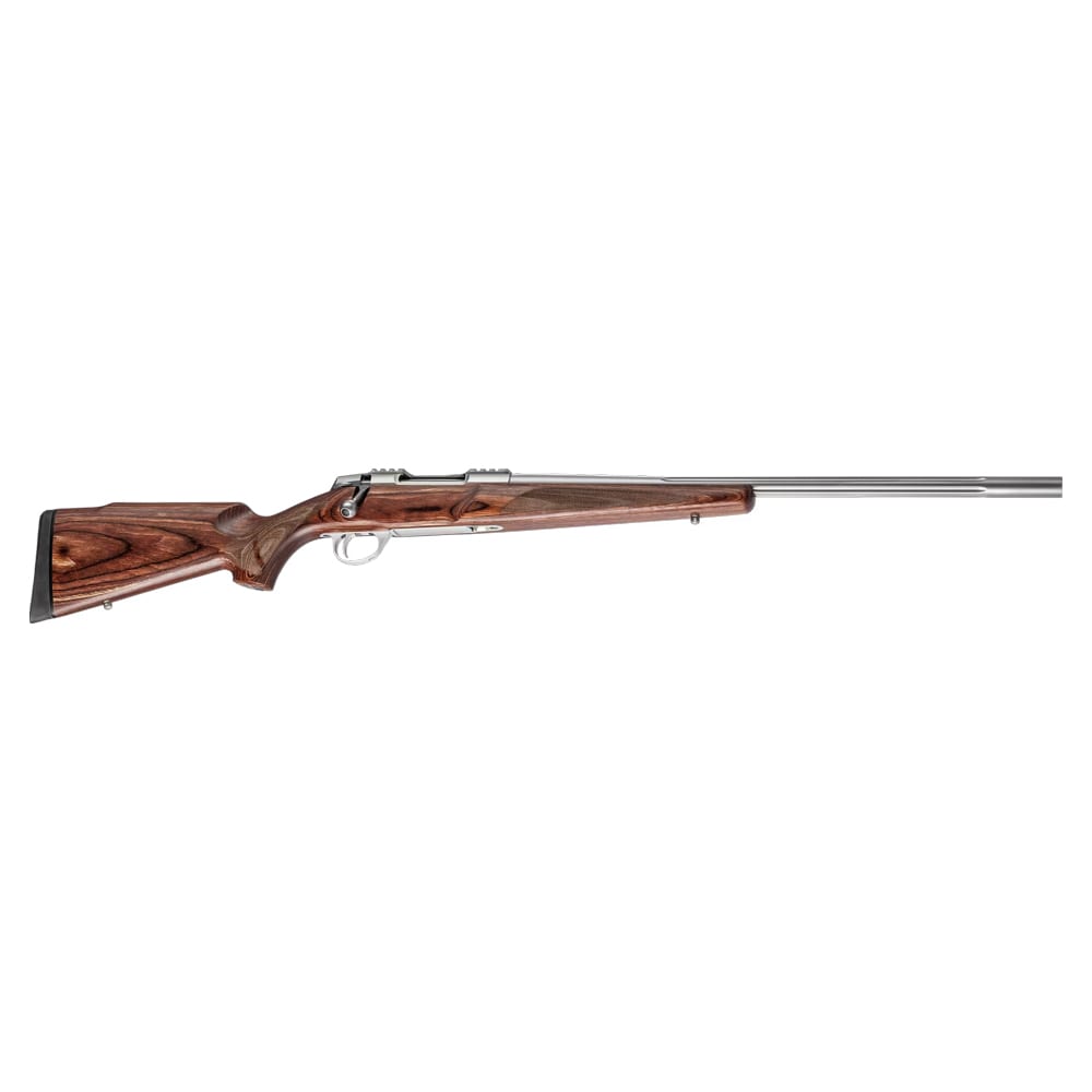 Sako 90 Varmint Laminated Stainless Steel 308 WIN No Sights 20 Fluted BBL 1:10 5/8x24 TPI RH Std Trig 5RD Laminate / Oiled Brown J05263