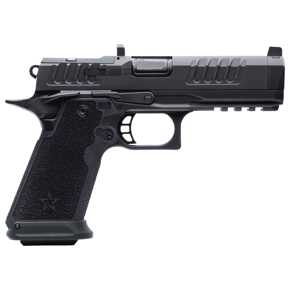 Staccato Preferred HD P4.5 9mm DLC Barrel Trijicon Night Sight DLC/DLC Finish 3x Mags (Magwell) 20-2300-000106
