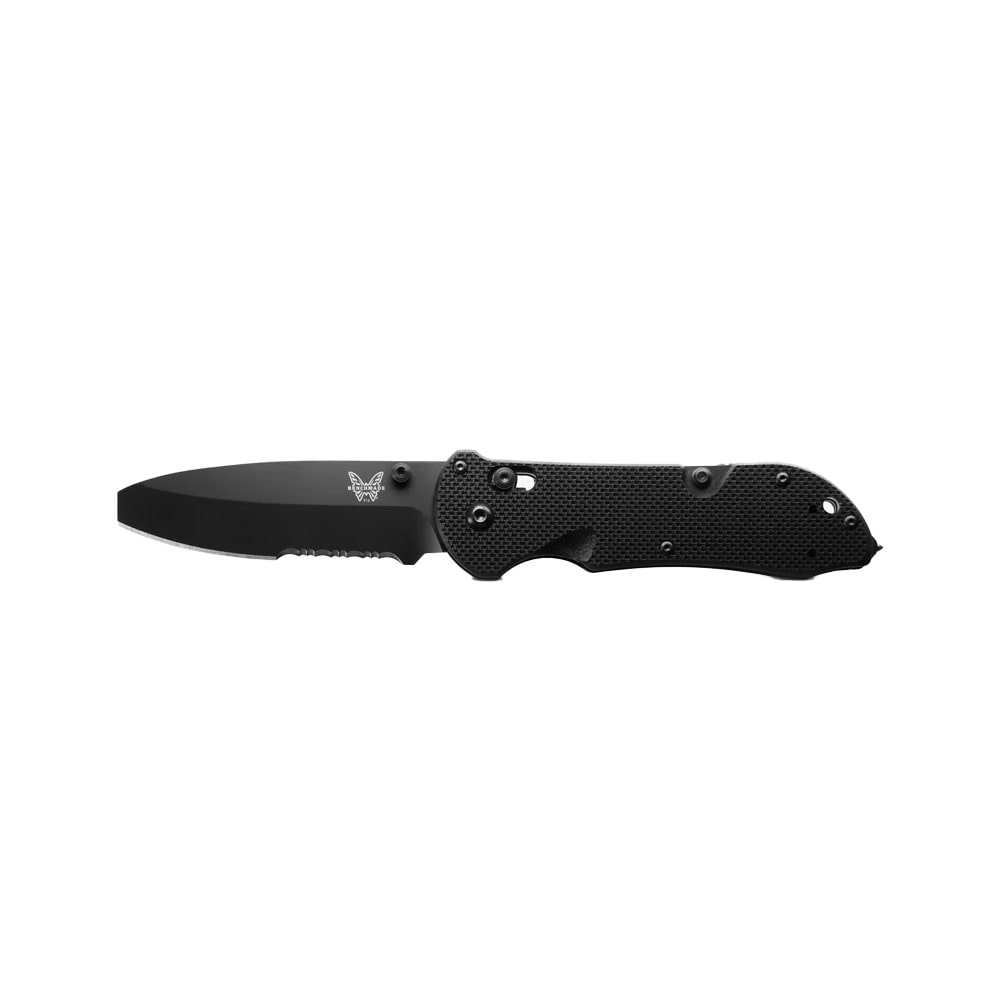 Benchmade Triage AXIS Serrated Opposing Bevel Hook Black G10 Knife 916SBK