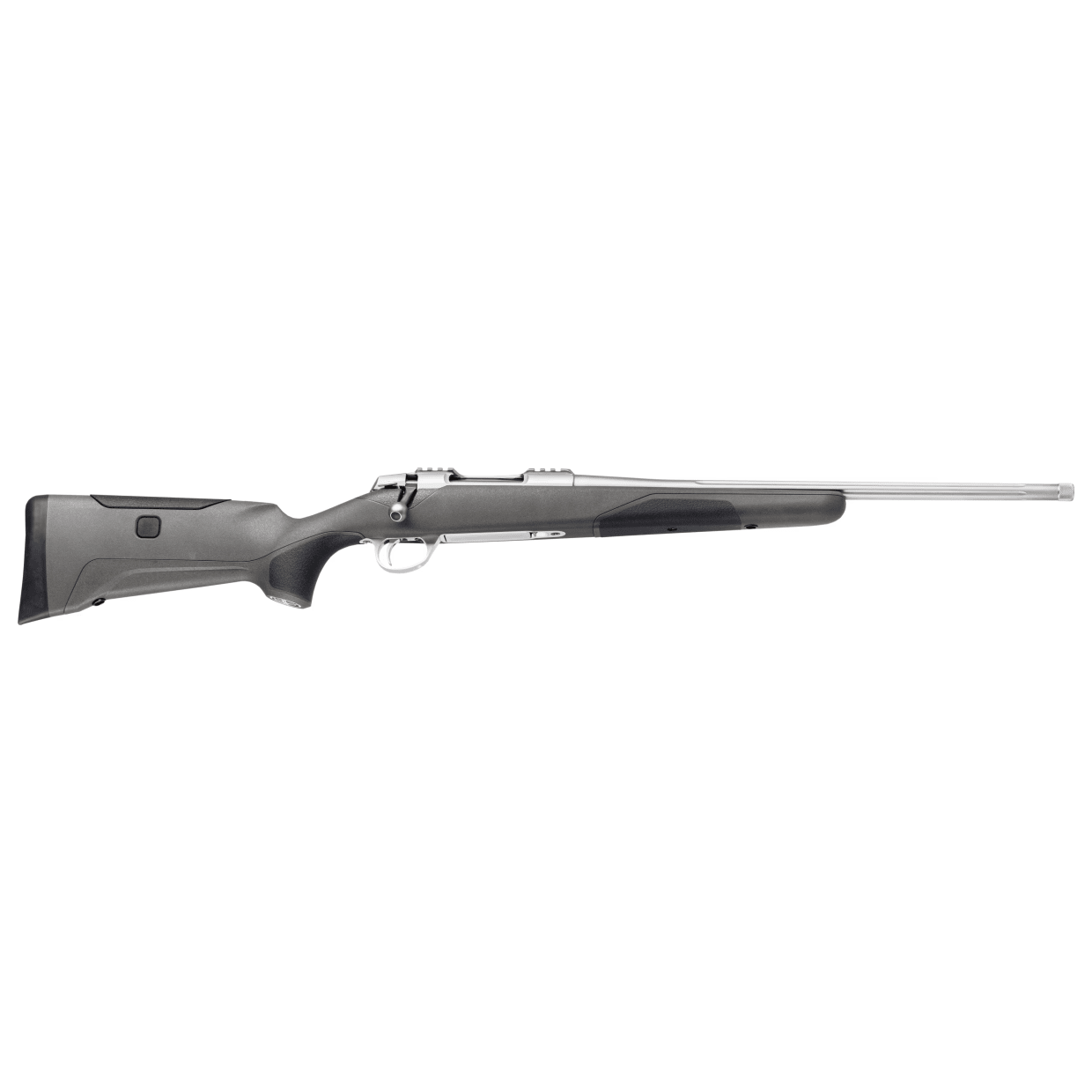 Sako 90 Finnlight Stainless Steel 22-250 REM No Sights 20 Fluted BBL 1:14 5/8x24 TPI RH Std Trig 5RD Composite / Black J05210