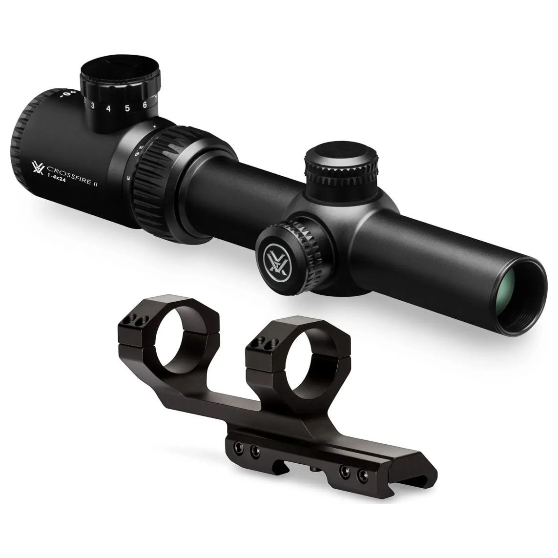 Vortex Crossfire II 1-4x24mm V-Brite MOA Riflescope w/Cantilever Ring Mount Bundle CF2-31037-CM-202