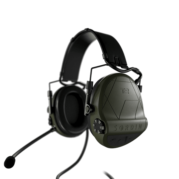 Sordin T2 CC Right Black Leather Memory Foam Headband Green Cups Hearing Protector 305006-10P - Main Image
