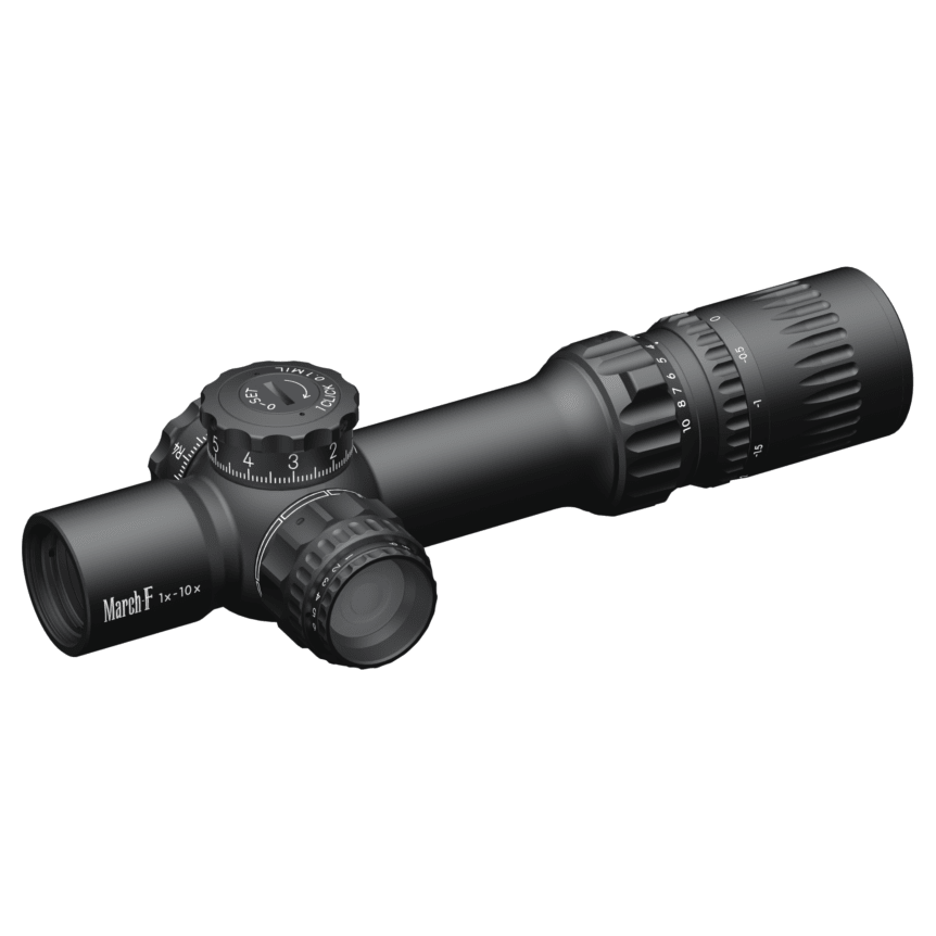 March Compact Tactical Shorty Gen II 1-10x24mm FFP DR-TR1FB Reticle 0.1MIL 6Level Illum Riflescope D10SV24FDIMLX-DR-TR1FB