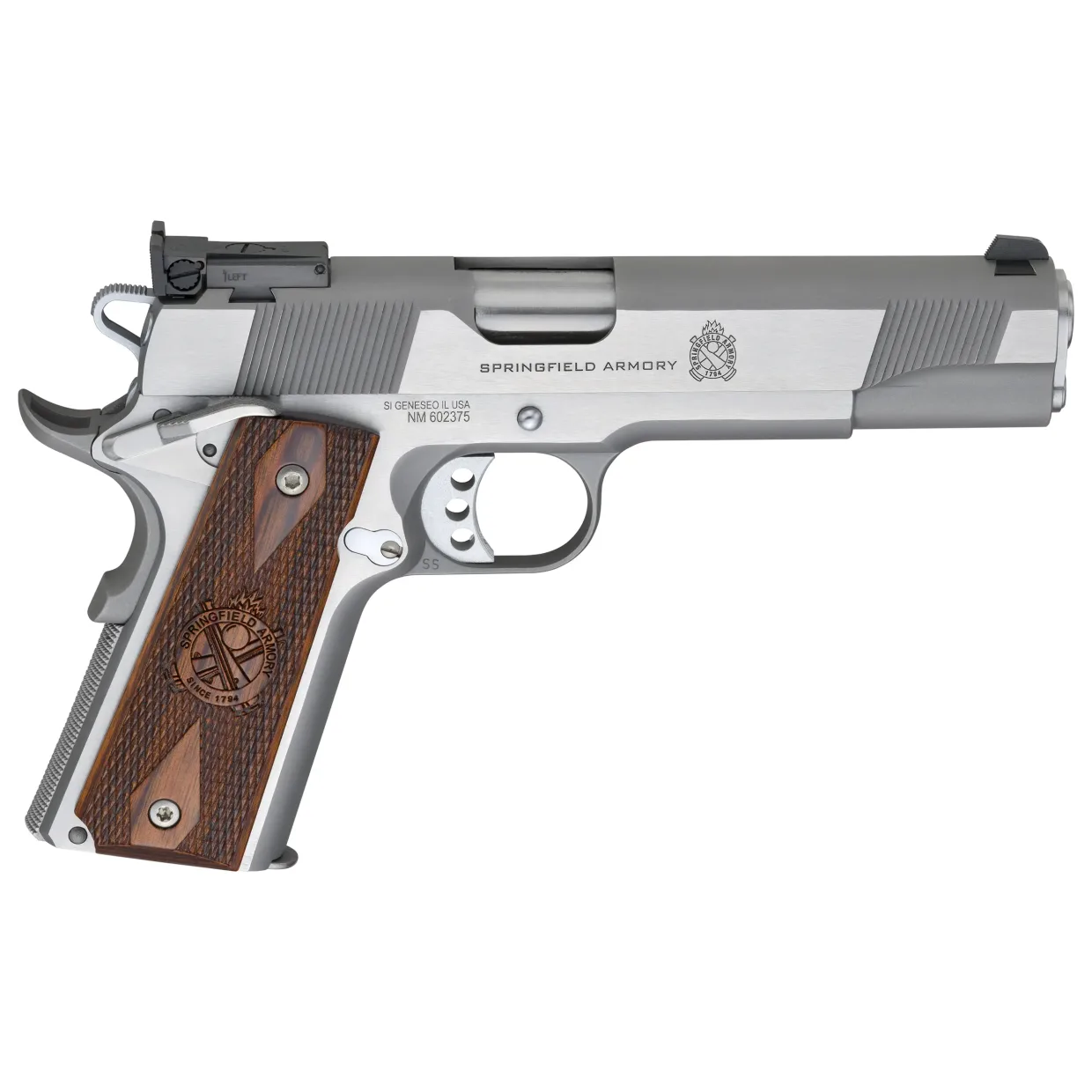 Springfield Armory 1911 Loaded .45 ACP 5" Bbl Stainless Handgun w/ Adj Target rear Sight, Speed Trigger, 2x7rd Mags PI9132LCA - Main Image
