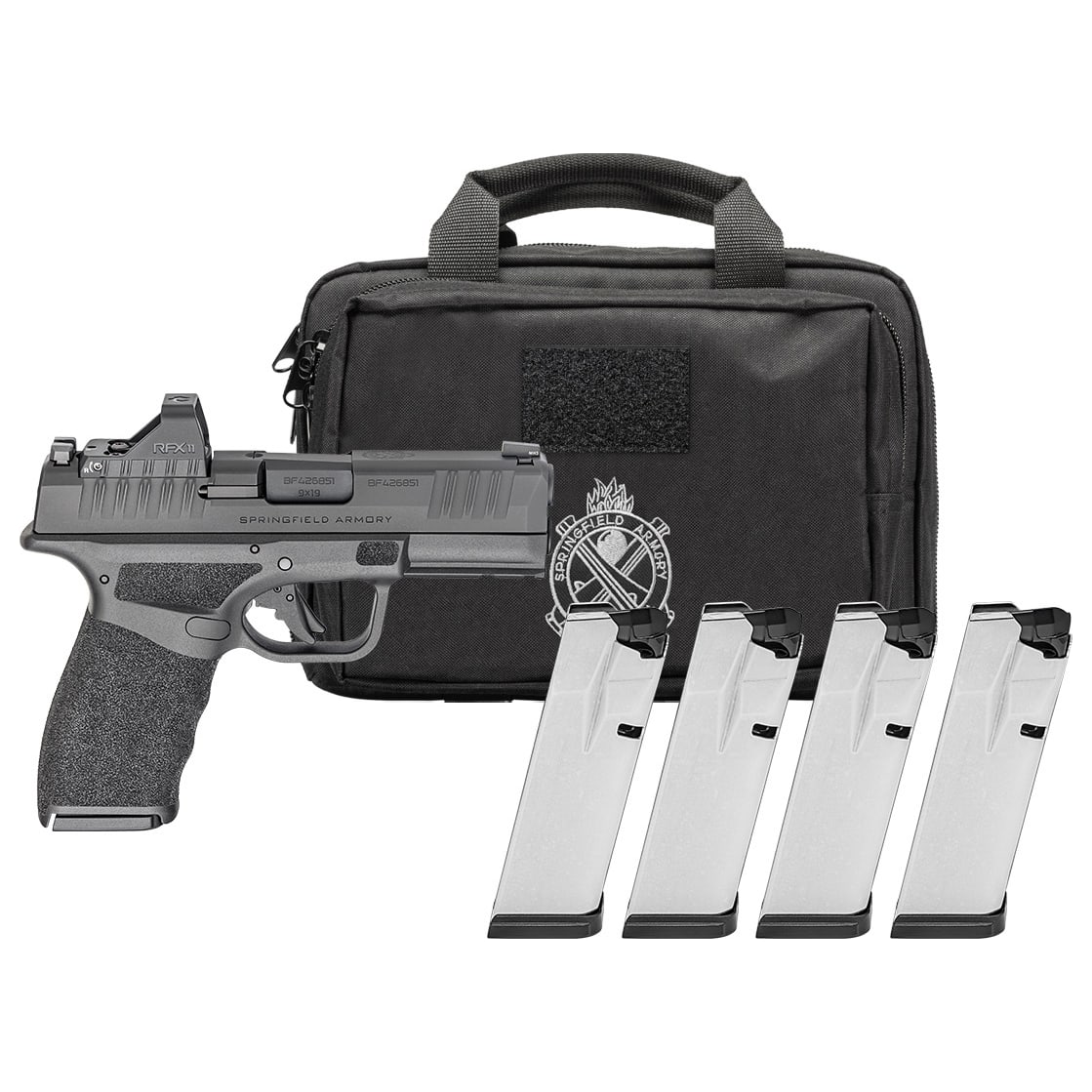 Springfield Armory Hellcat Pro 9mm 3.8" Bbl Black Handgun w/ Viridian RFX11 Optic, Pistol Bag, 4x10rd Mags HCP9379BOSPLC-PAC - Main Image