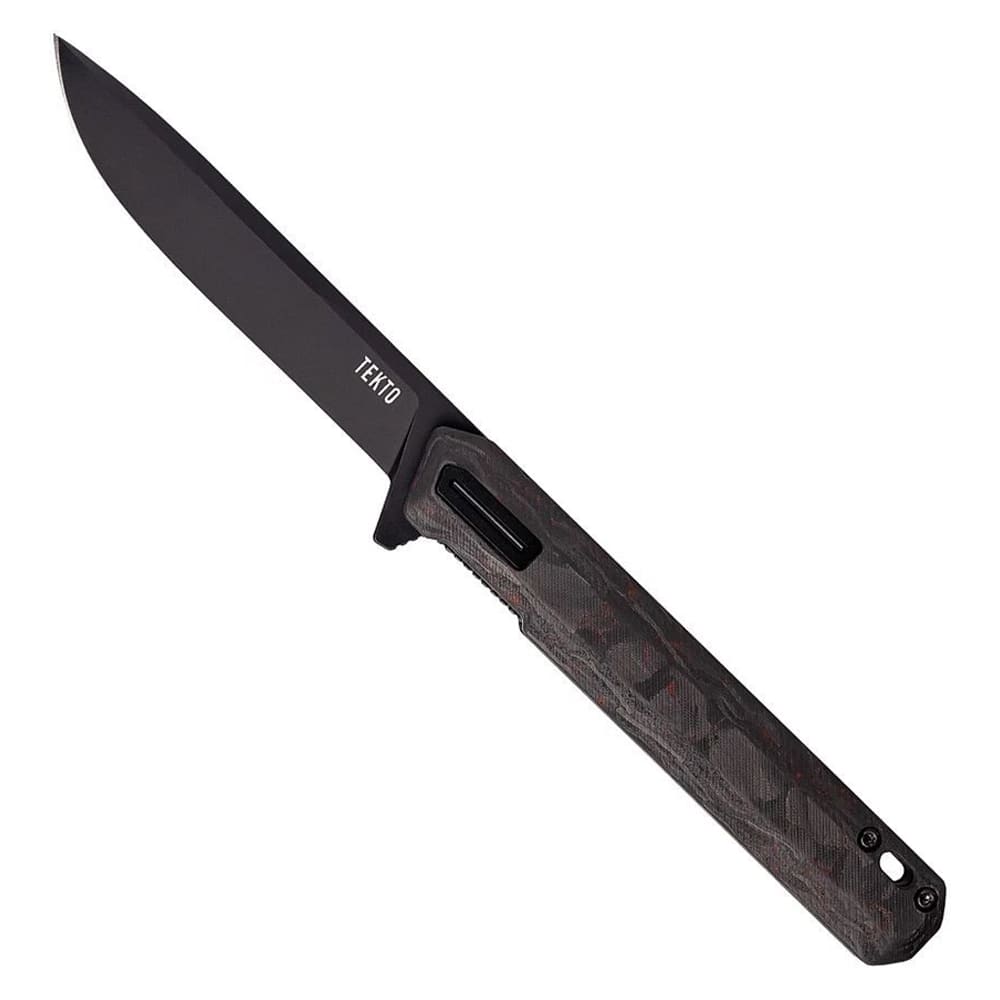 Tekto F2 Bravo Black D2 Blade Forged Red Carbon Black Titanium Accents Fine Edge Folding Knife F2R-CCRD-D2BK1-A1 - Main Image