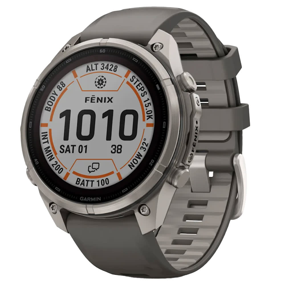 Garmin Fenix 9 Pro 47mm Titanium Smartwatch w/ inReach, Solar Display, Pebble Gray-Silver Gray Silicone Band 010-04338-00 - Main Image