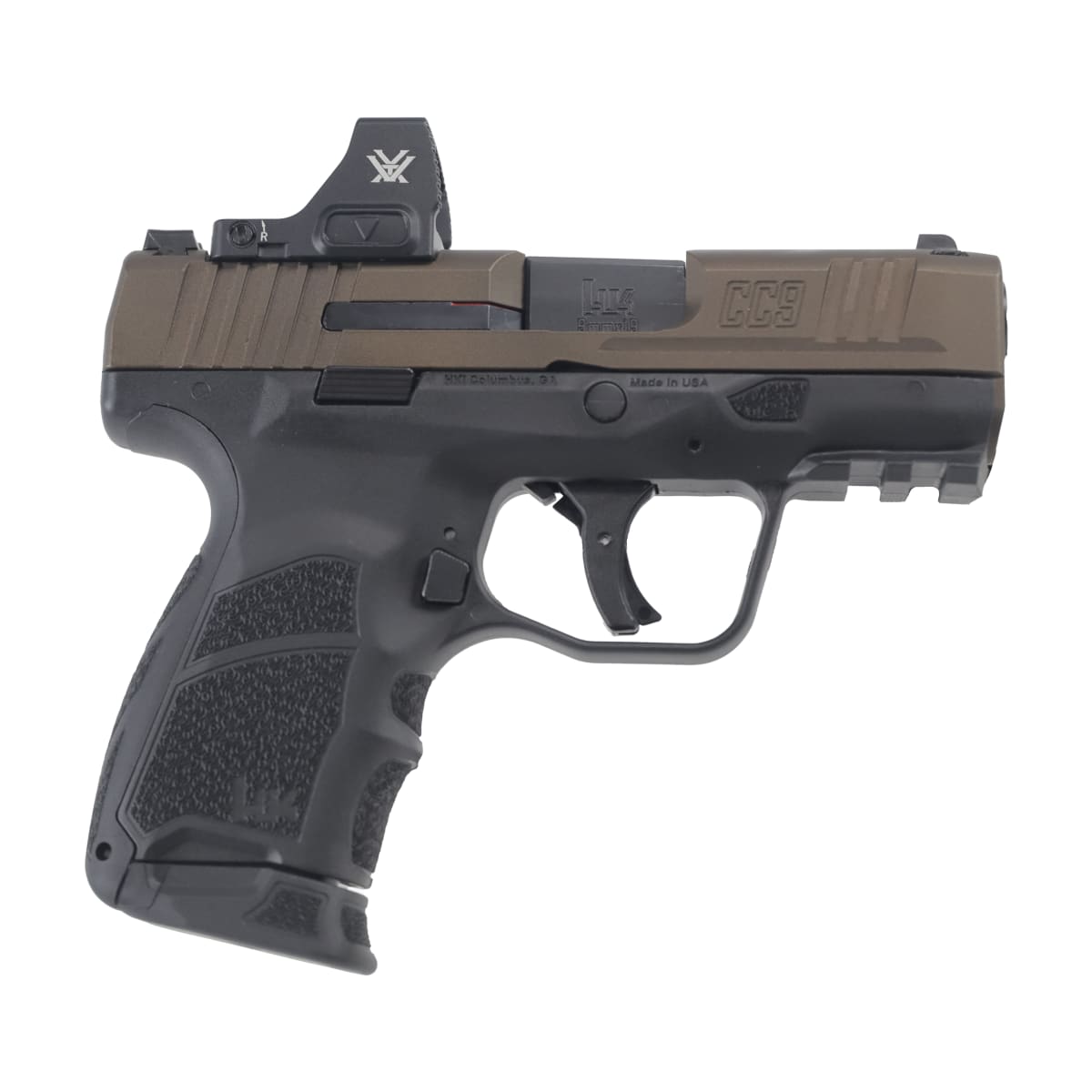Heckler & Koch CC9 9mm 3.3"Bbl 20oz Bronze w/ Vortex Defender CCW Optic 2x10rd Mags 81001431 - Main Image