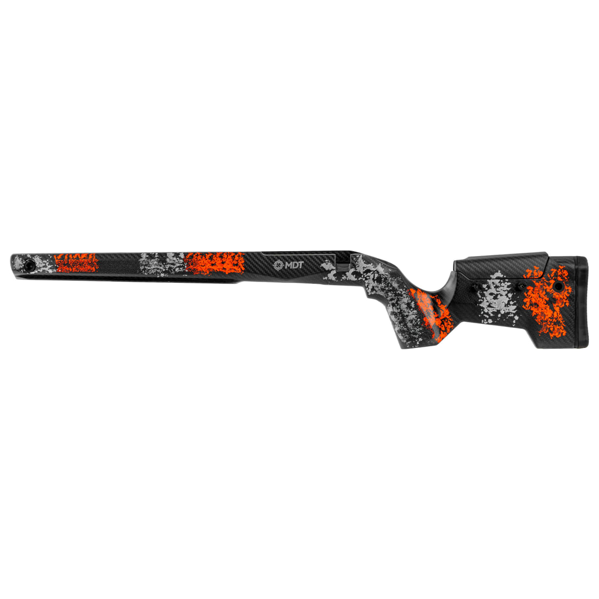 MDT CRBN Stock Rem 700 Short Action Left-Hand Fixed ARCA Hunter Orange/Grey (HOG) Chassis System 114998-HOG - Main Image