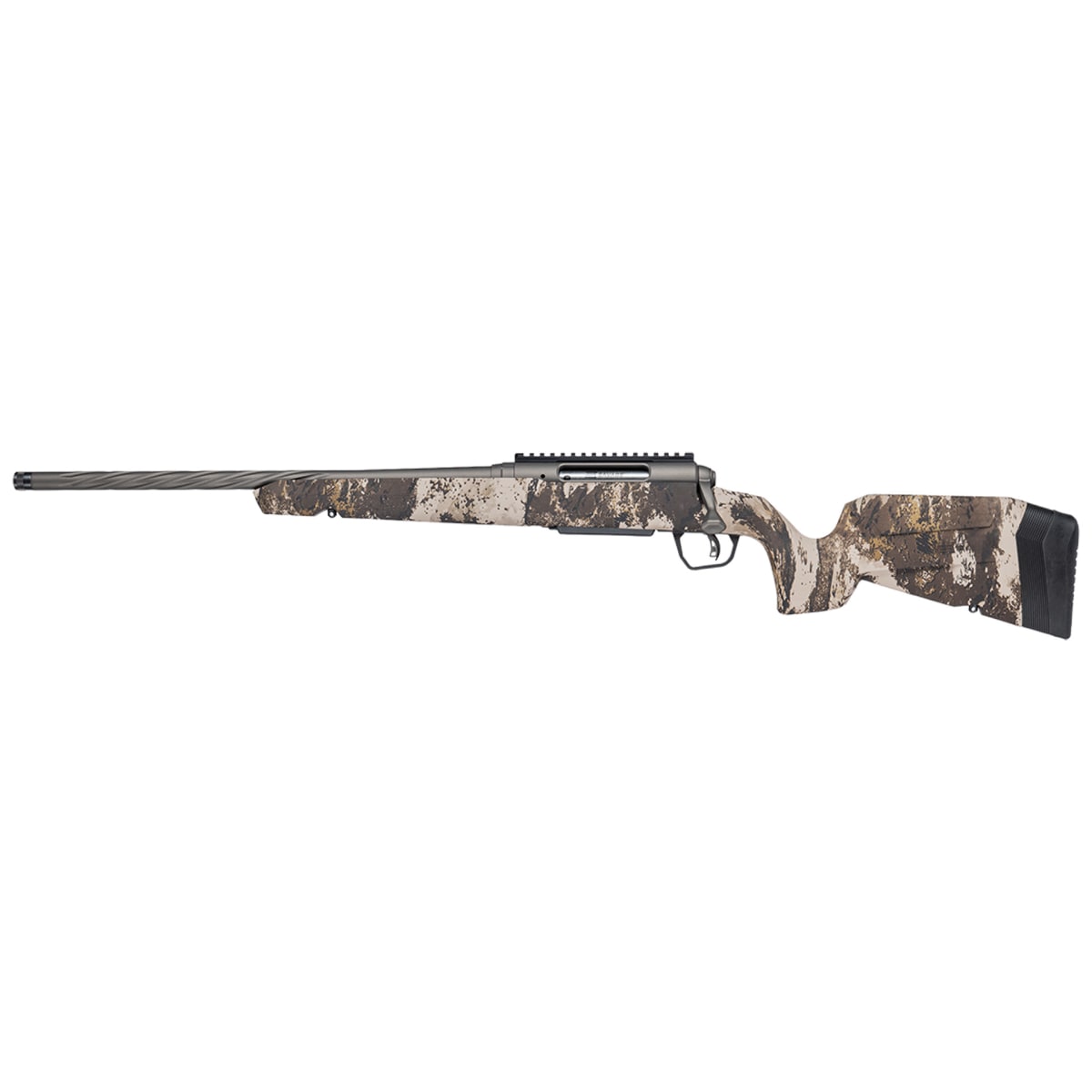 Savage Arms G4 Axis 2 Pro Western LH .243 WIN 1:9.25" 5/8x24 20" Heavy Sporter Spiral Fluted Bbl Carbon Steel/Synth Gun Metal BRZ Rifle 33256 - Main Image
