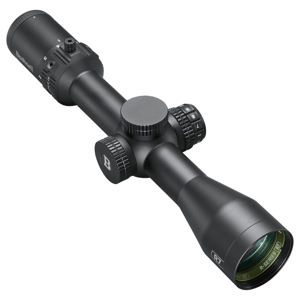 Bushnell 2-10x Magnification 42mm Lens R7 ED Black Riflescope SFP MOA Fiber Dot w/ Holdover Illuminated Reticle EXO Protective Barrier R7-21042A2 - Main Image