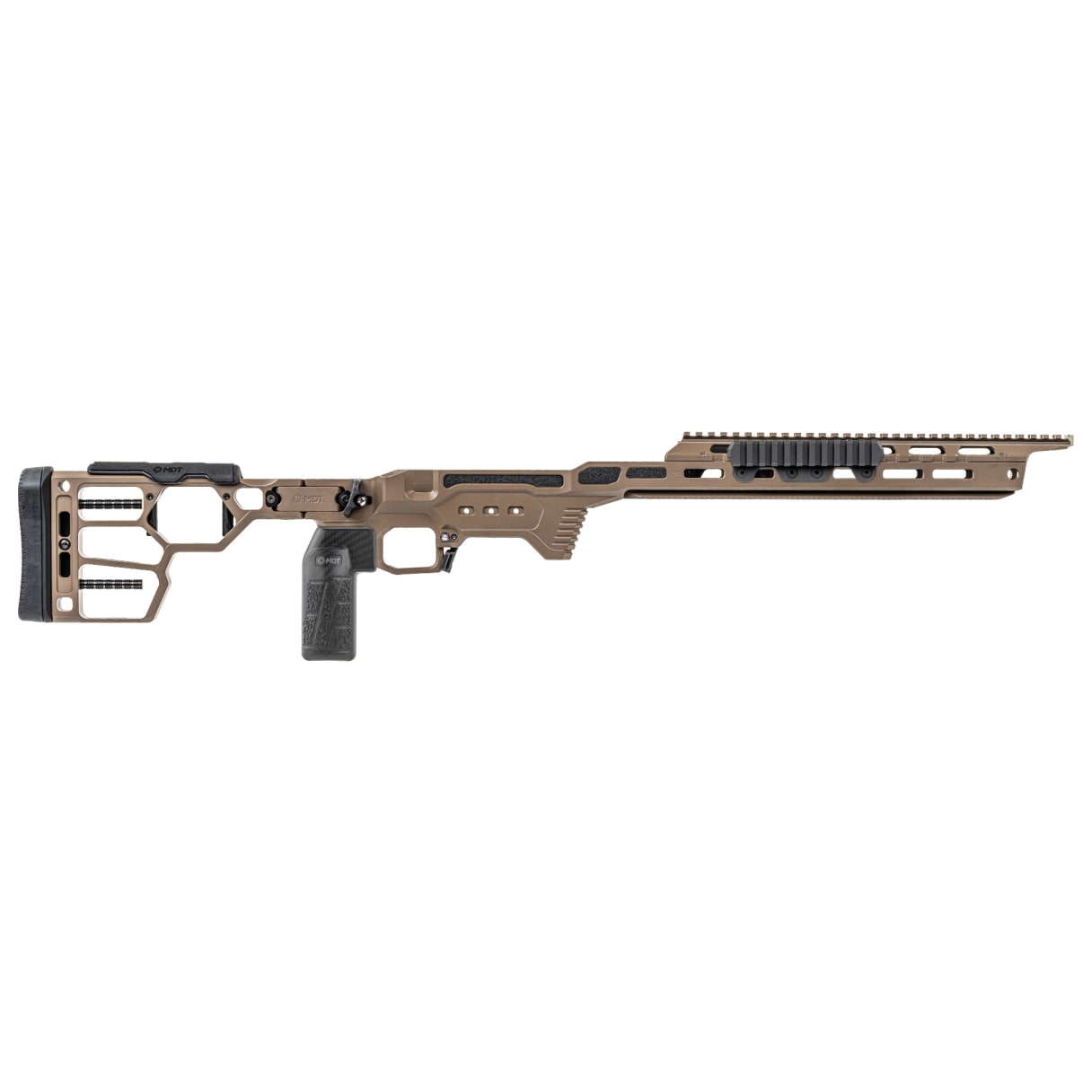 MDT DRT Rem 700 Short Action Right-Handed M-LOK & ARCA Rails 20 MOA NV Bridge Skeletonized Multi-Material Foldable FDE Chassis System 115750-FDE - Main Image