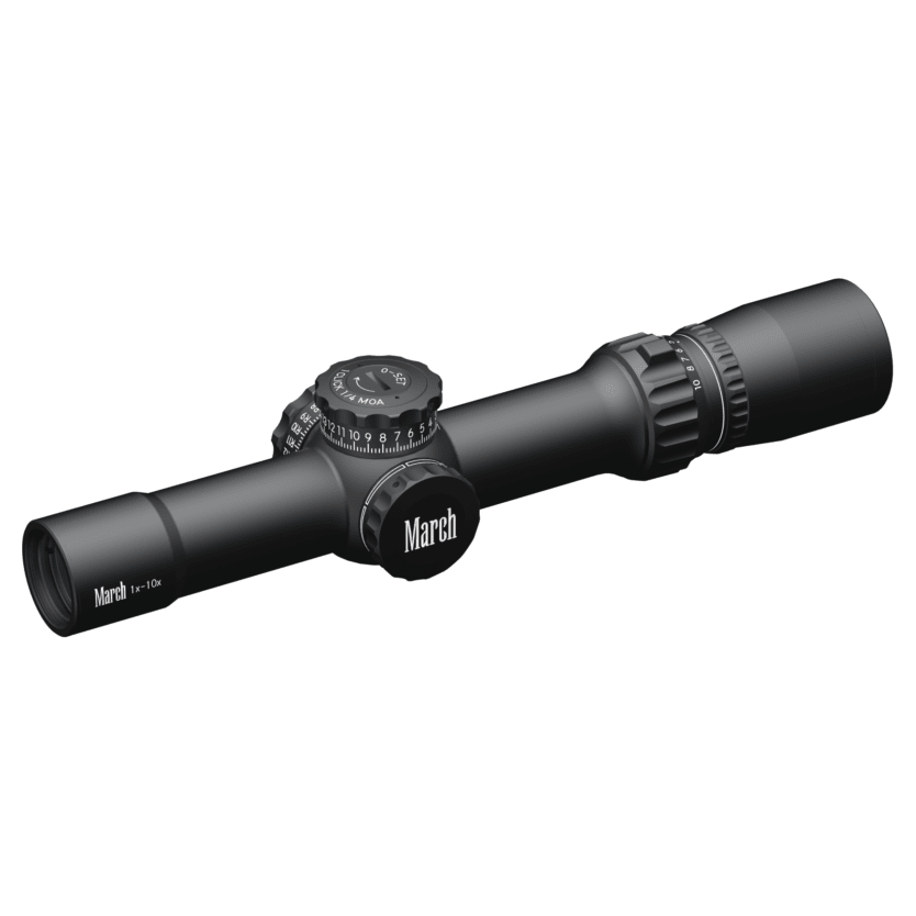 March Compact Tactical 1-10x24 Di-plex Reticle 1/4MOA Riflescope D10V24T