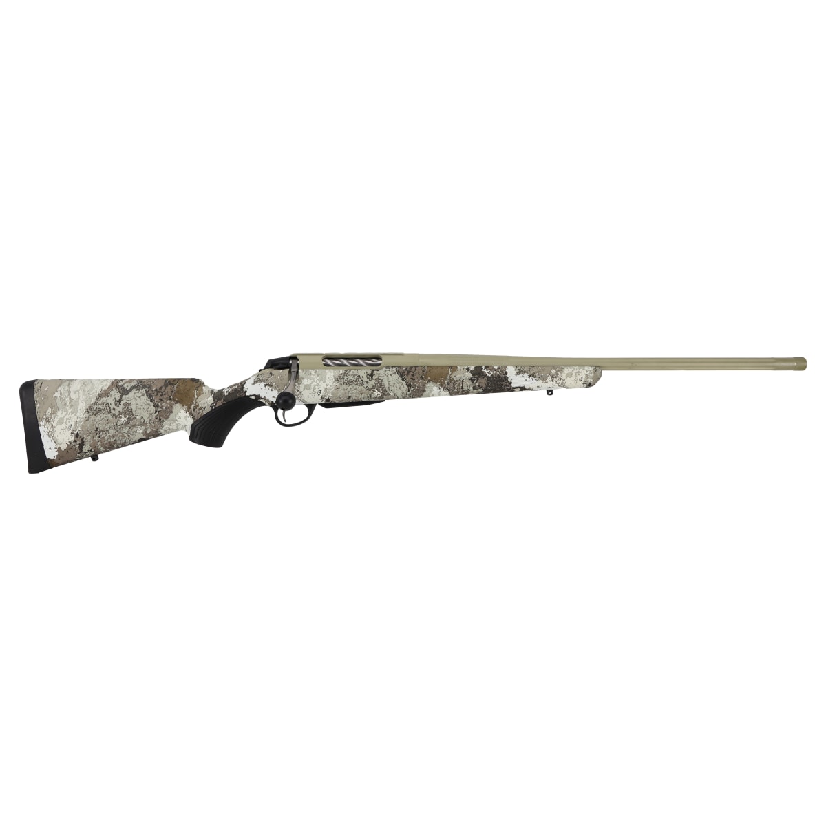 Tikka T3X Lite Cerakote Desert Verde 223 REM NS 22.4 Fluted BBL 1:1/12 5/8x24 TPI RH 3RD Synth / Veil Alpine Camo J03560