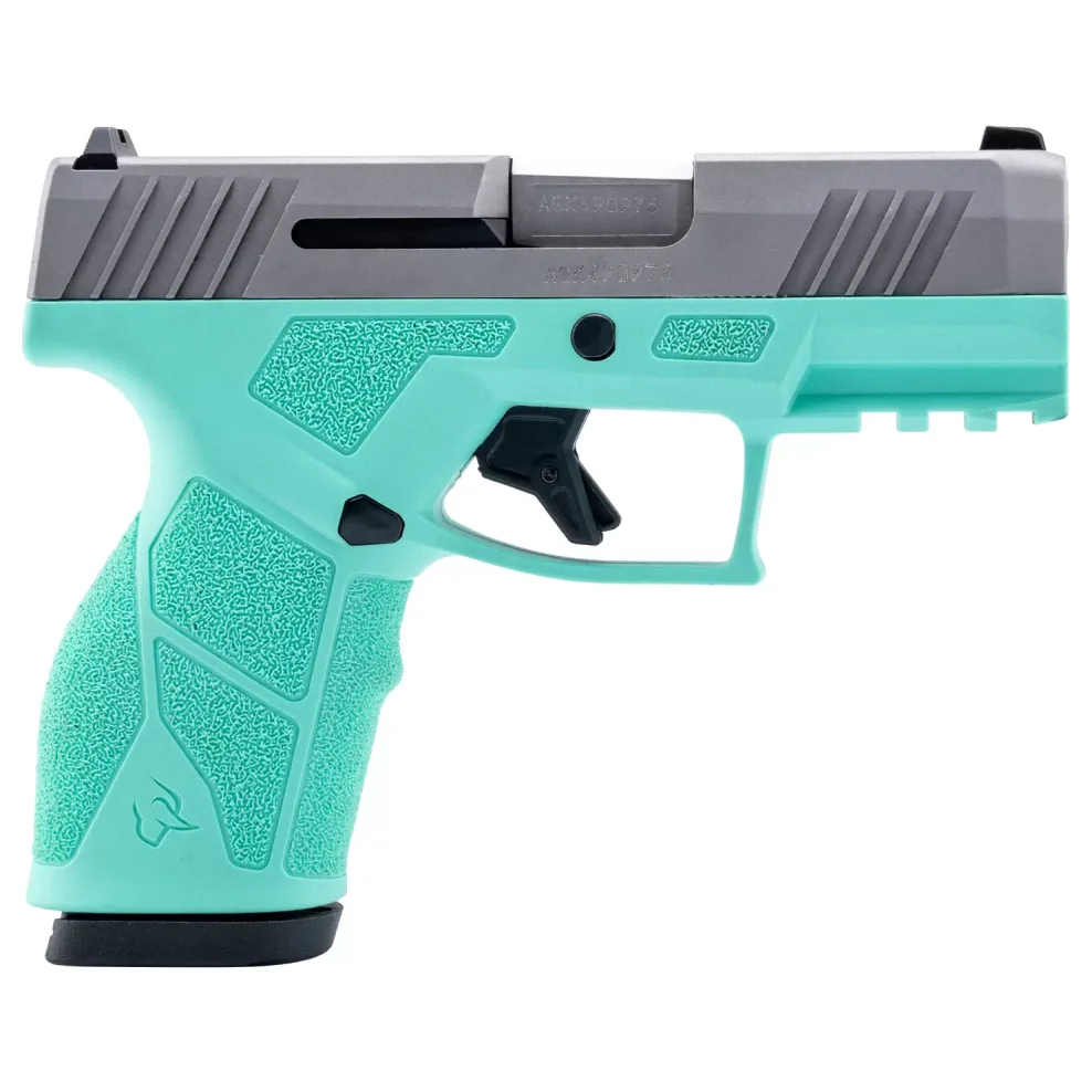 Taurus GX2 TORO 9mm 3.38'' Bbl Fixed Front Adj Rear Sights Striker SAO Poly Grip MIL-STD-1913 Rail Cyan/Stainless Pistol w/(1) 13rd Mag 1-GX2P939C - Main Image