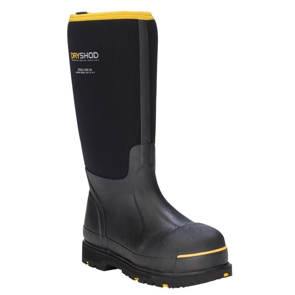Dryshod Brute Hi Black/Yellow Men's Size 14 Boots BRU-MH-BLK-M14