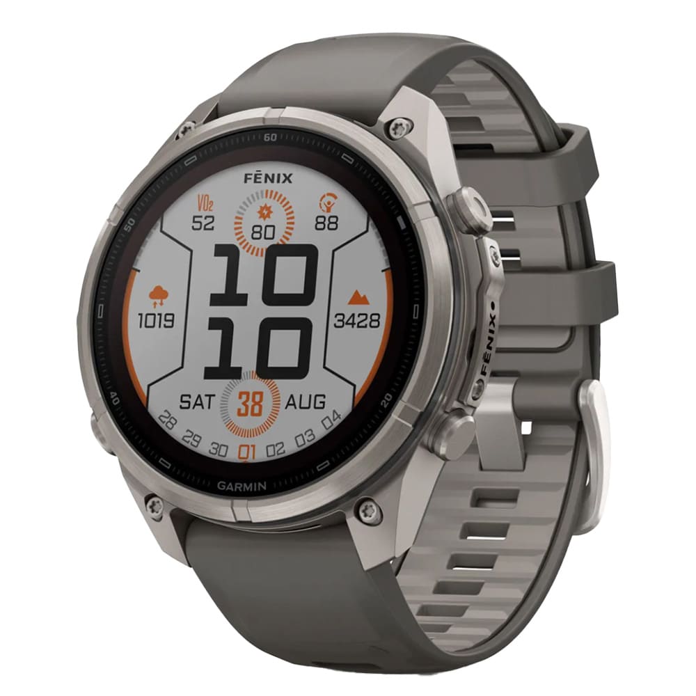 Garmin Fenix 9 Pro 47mm Titanium Smartwatch w/ Solar Display, Pebble Gray-Silver Gray Silicone Band 010-04338-05 - Main Image