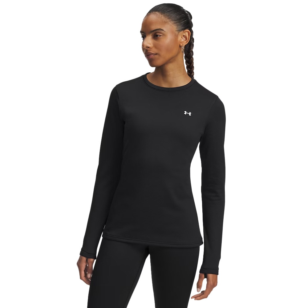 Under Armour Women's Coldgear Base 4.0 Crew Longsleeve Black/White Shirt 6004070-00200 - Main Image