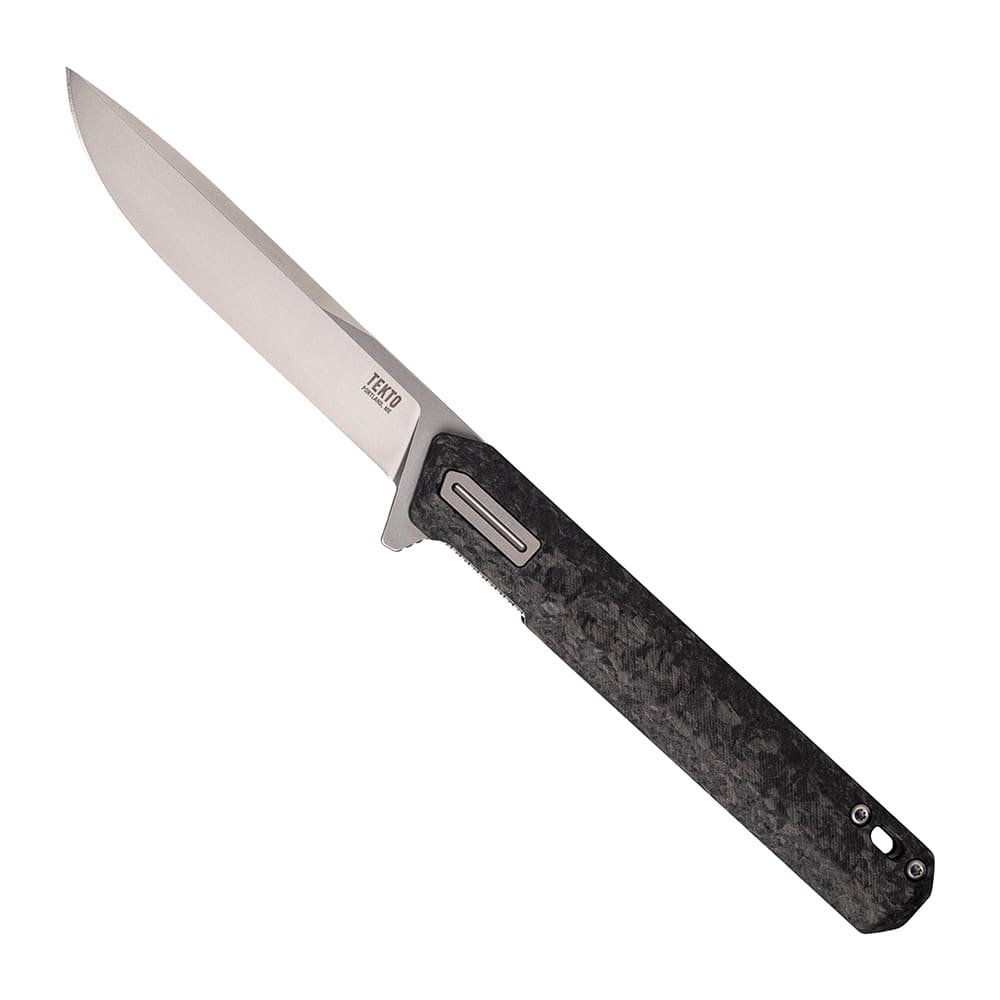 Tekto F2 Bravo Silver D2 Blade Forged Carbon Handle Silver Titanium Accents Fine Edge Folding Knife F2R-CCBK-D2SI1-A4 - Main Image