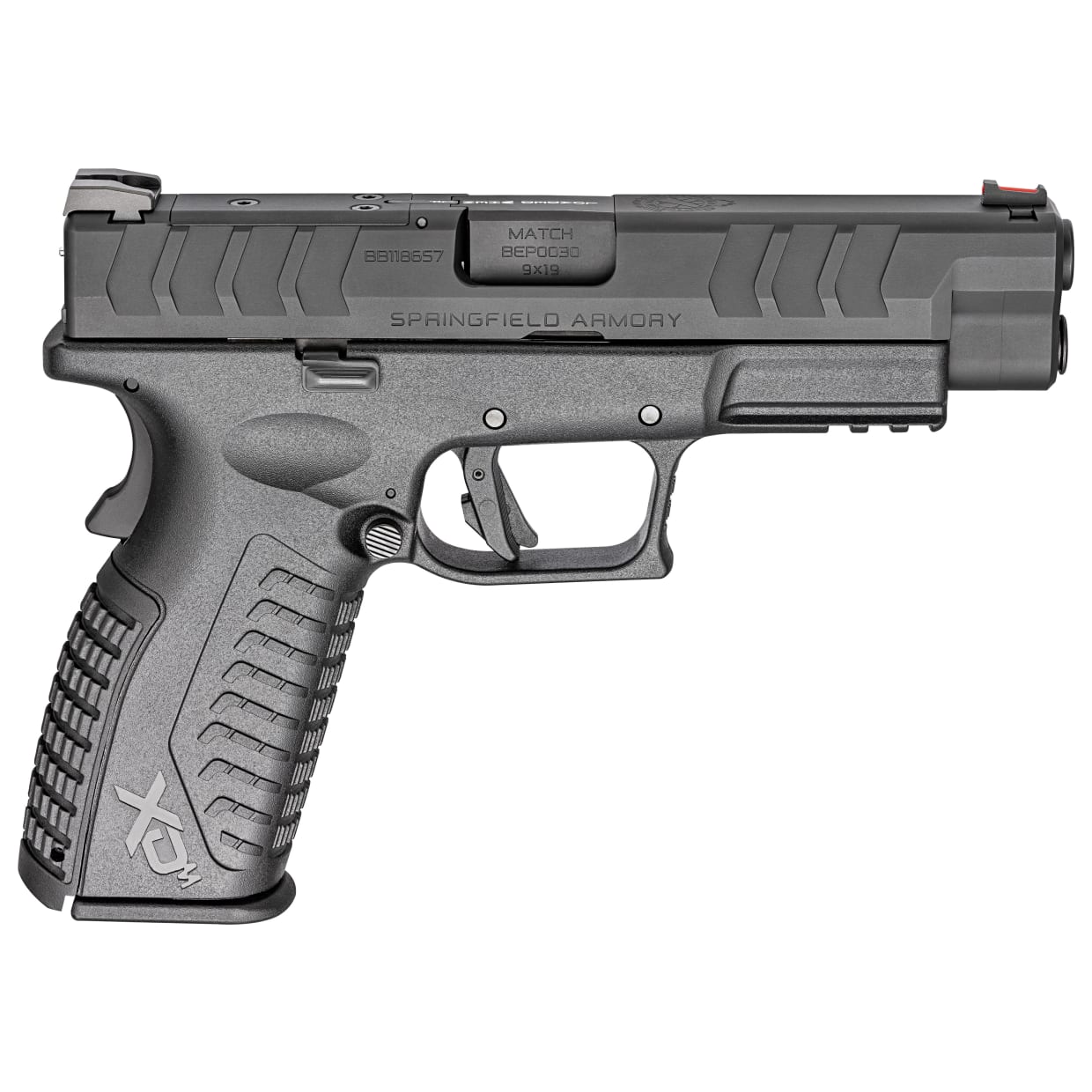 Springfield Armory XD(M) Elite 9mm 4.5" Bbl Black Optic Ready CA Compliant Handgun w/ Fiber Optic Sights, TacRack RS, 2x10rd Mags XDME9459BOSPCA - Main Image
