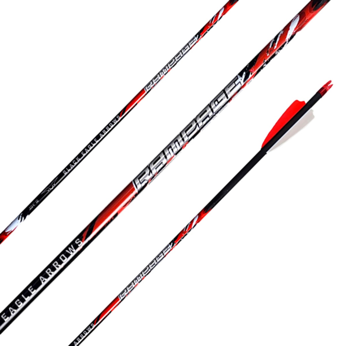 Black Eagle 17/64" Factory Fletched Arrow Rampage 2.5" Shield Cut 6 Pk .003"-250 33829