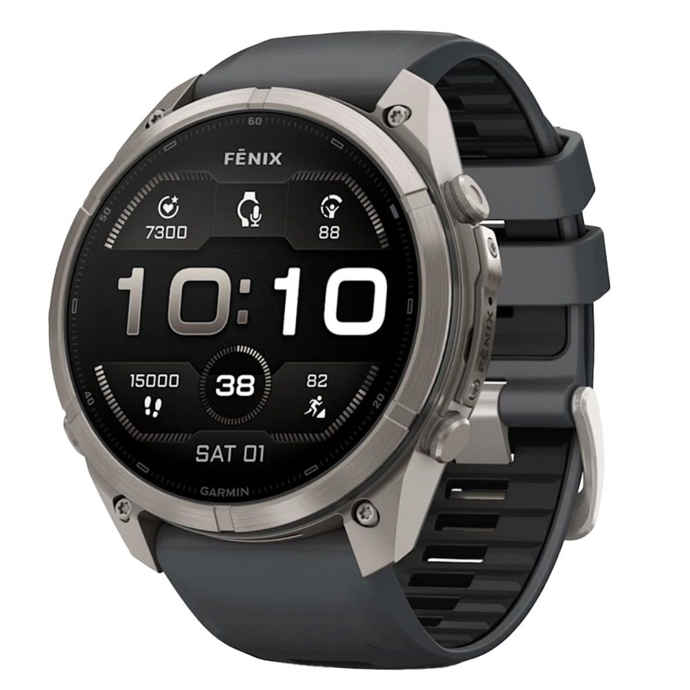 Garmin Fenix 9 Pro 51mm Titanium Smartwatch w/ Built-In Flashlight, AMOLED Display, Graphite-Black Silicone Band 010-04337-25 - Main Image