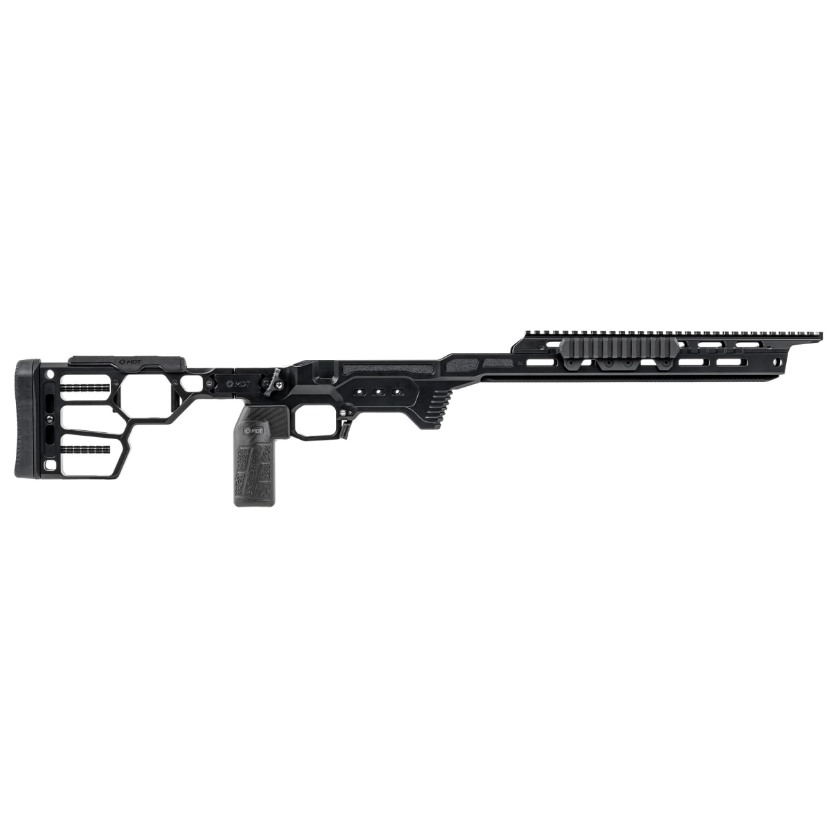 MDT DRT Rem 700 Short Action Right-Handed M-LOK & ARCA Rails 20 MOA NV Bridge Skeletonized Multi-Material Foldable Black Chassis System 115750-BLK - Main Image