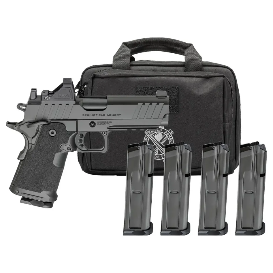Springfield Armory 1911 DS Prodigy 9mm 5" Bbl Black Handgun w/ Viridian RFX11 Optic, Pistol Bag, 3x17rd & 1x20rd Mags PH9119AOS-PAC - Main Image