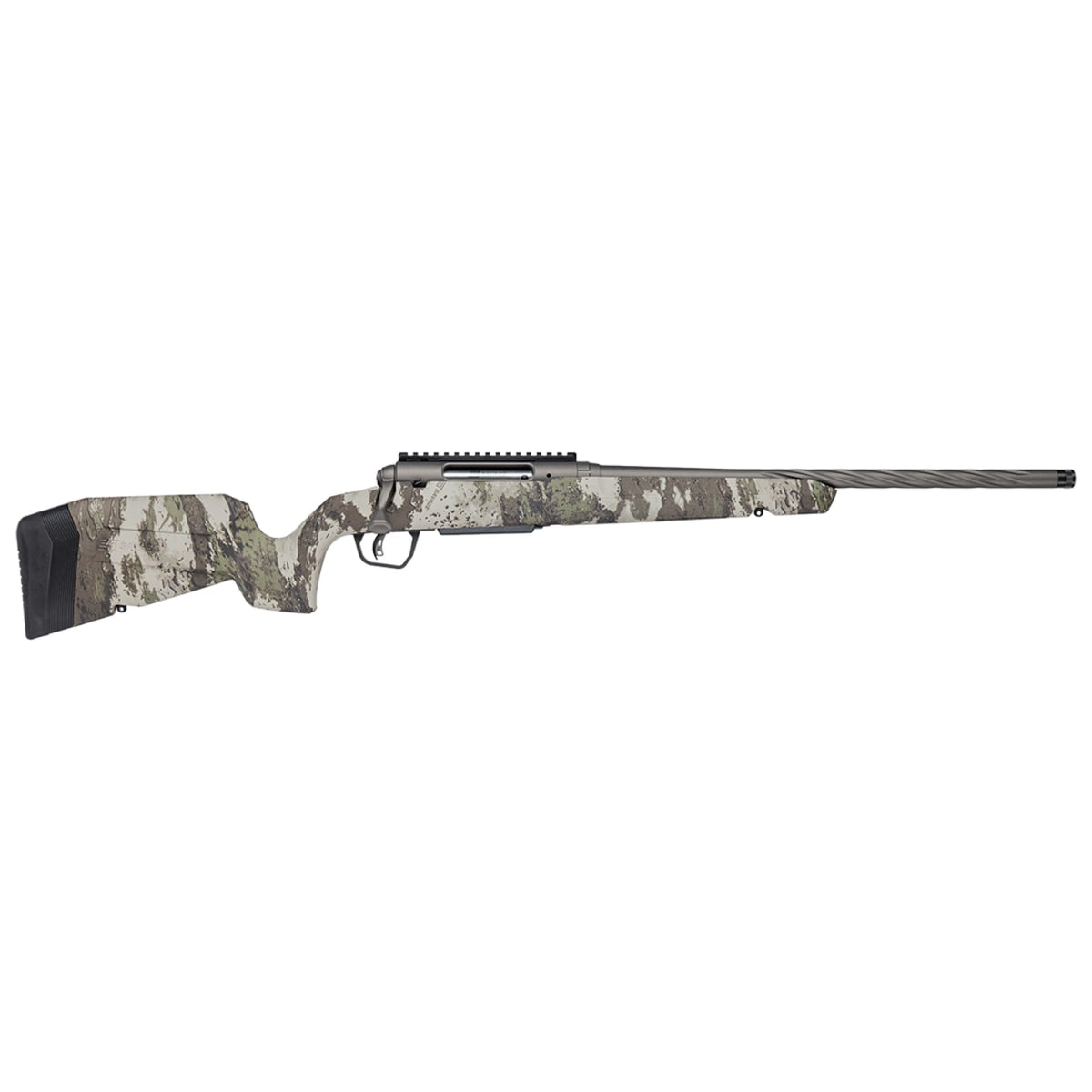 Savage Arms G4 Axis 2 Pro Woodland .22 CM 1:8" 1/2x28 20" Heavy Sporter Spiral Fluted Bbl Carbon Steel/Synth Gun Metal BRZ Rifle 33208 - Main Image