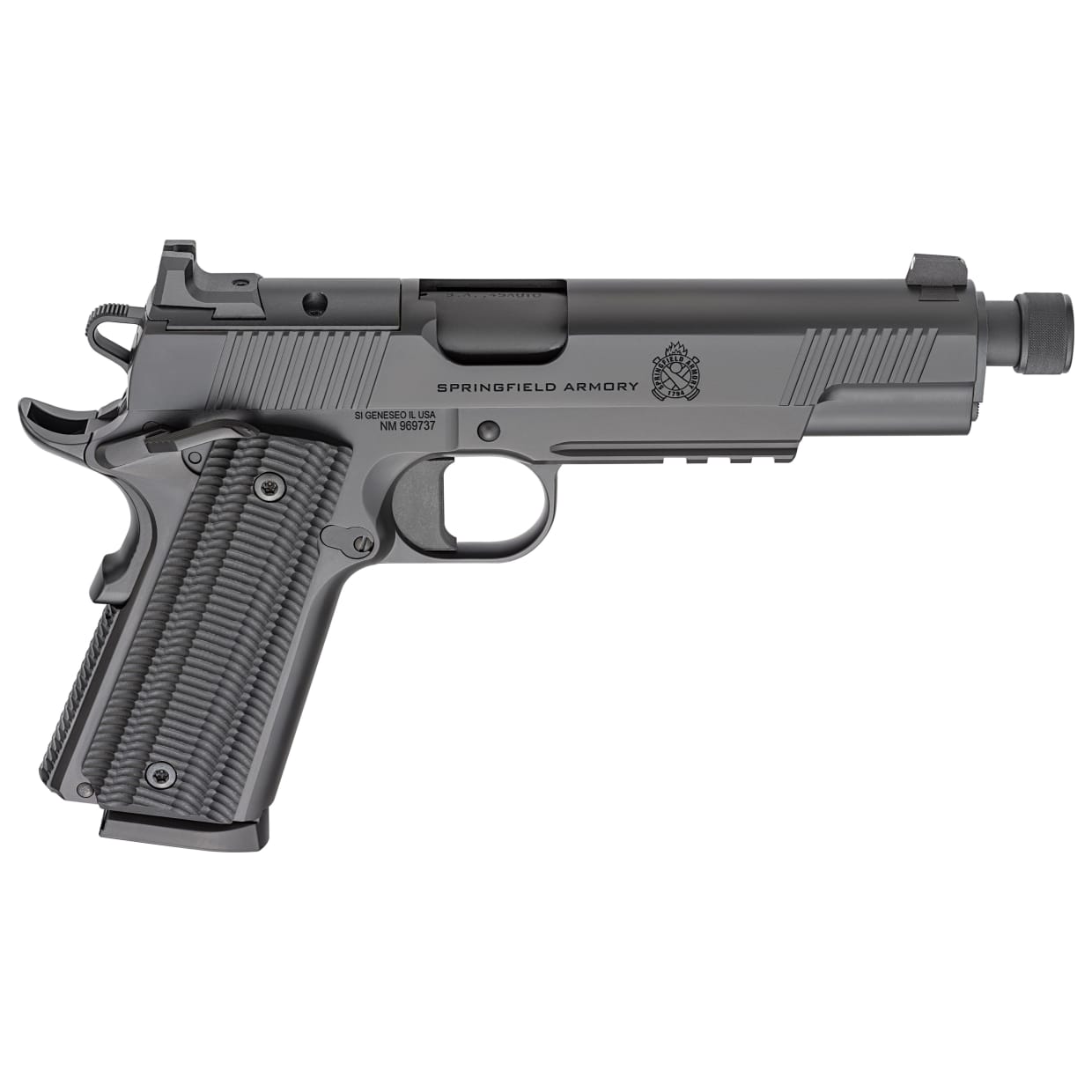 Springfield Armory 1911 Operator .45 ACP 5" Threaded Bbl Black Handgun w/ AOS Plate, U-Notch Tritium Sights, 2x8rd Mags POT9240AOS - Main Image