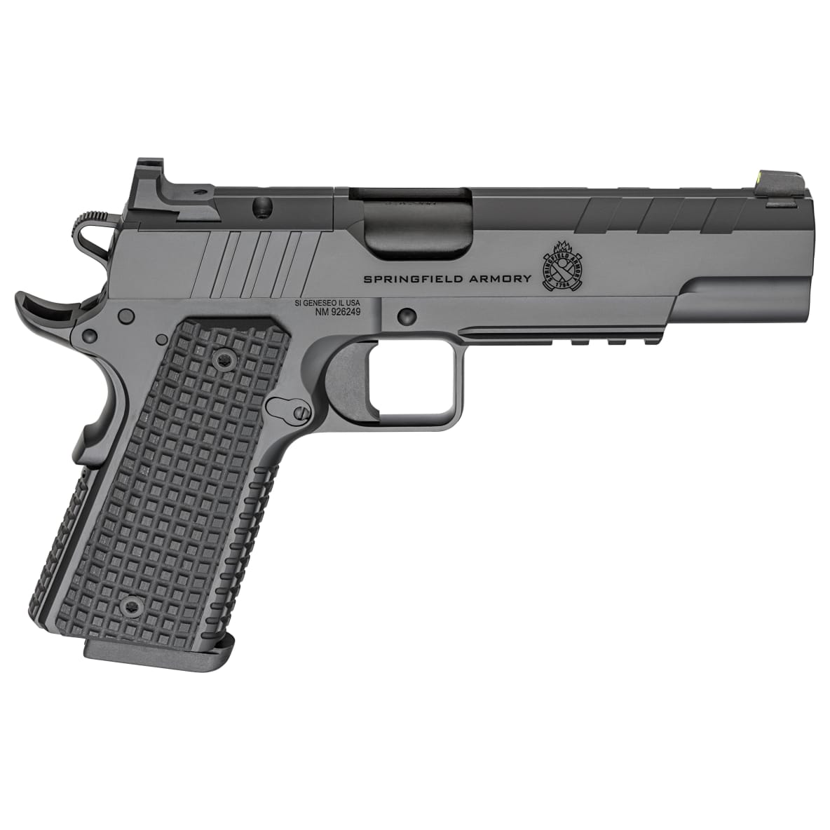 Springfield Armory 1911 Emissary 9mm 5" Bbl Black Handgun w/ AOS Plate, U-Notch Tritium Sights, 2x9rd Mags PX9229LAOS - Main Image