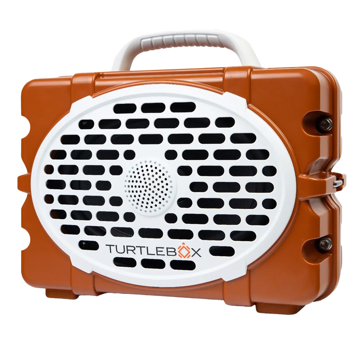Turtlebox GameDay Series 2.0 Original Outdoor Bluetooth Speaker w/Party Mode, Waterproof, 25hr Battery, Burnt Orange/White TB-ORIG-G3-BTORG-WHT-WHT-2 - Main Image