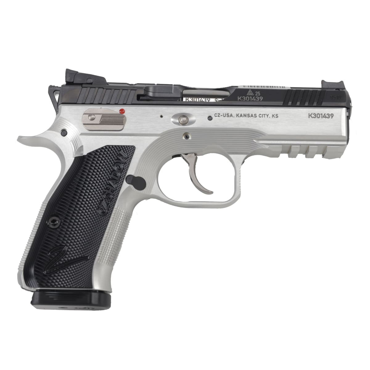 CZ Shadow 2 9mm 15rd Bbl Clear Annodized Frame/Nitride Slide FO Front/Blk Ser Hajo Rear MS Optics-Ready Hammer Fired Metal Framed Comp Handgun 86156
